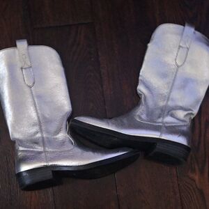 Zara Silver Kids Western Boots